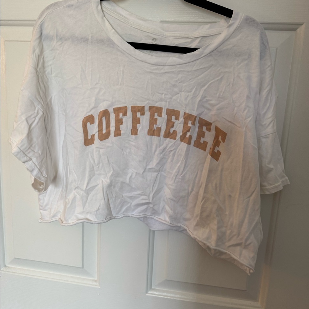Aerie White Crop T-Shirt with Short Sleeves and Relaxed Fit